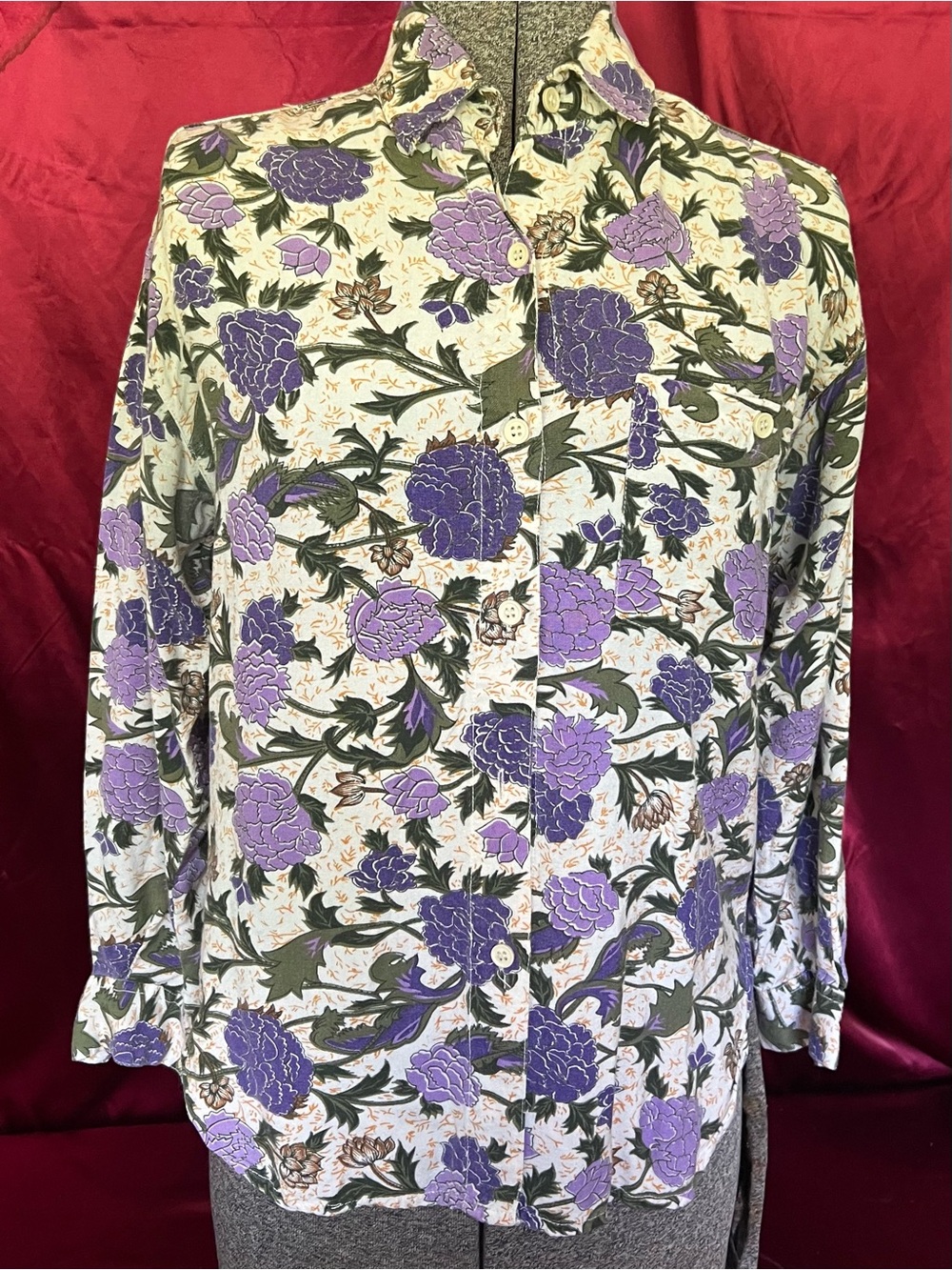 Women’s Floral Button-Down Shirt - Purple Floral